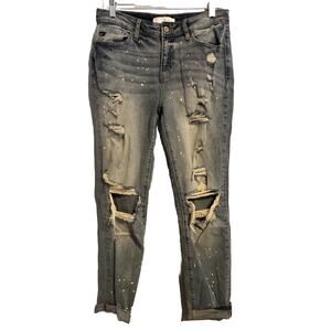 Kancan Jeans Womens 7 27 Blue Skinny Mid Rise Distressed Stretch Denim Casual